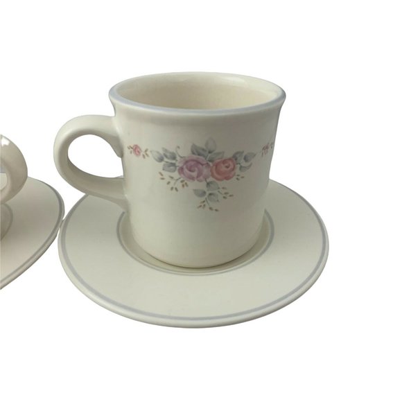 Pfaltzgraff Trousseau - Pair of Cups & Saucers - 3.25" Tall - Made in USA - Picture 3 of 8